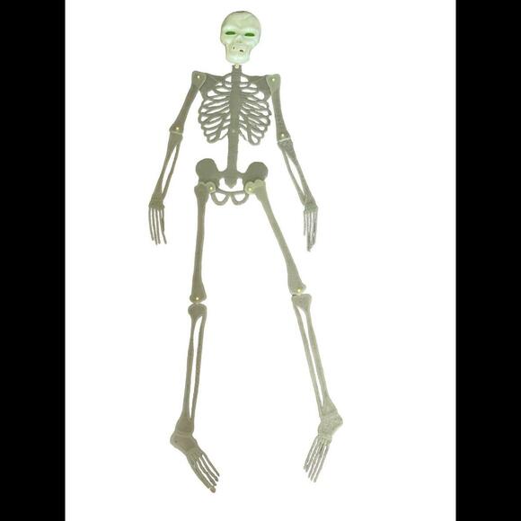Vintage Glow In The Dark 43" Flat Plastic Skeleton Spooky Halloween Decoration - Picture 2 of 9